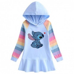 Size is 1.5T-2T(90cm) Lilo Stitch Hoodie dress For girls rainbow Long Sleeve Spring dress