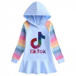 Size is 1.5T-2T(90cm) Tik Tok rainbow Long Sleeve Hoodie dress For girls blue Spring dress