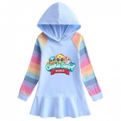 Size is 1.5T-2T(90cm) Cookie Swirl C rainbow Long Sleeve Hoodie dress For girls Spring dress