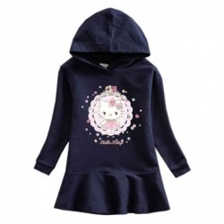 Size is 1.5T-2T(90cm) HelloKitty rainbow Long Sleeve Hoodie dress For girls Spring dress