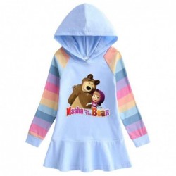 Size is 1.5T-2T(90cm) masha and the bear rainbow Long Sleeve Hoodie dress For girls Spring dress