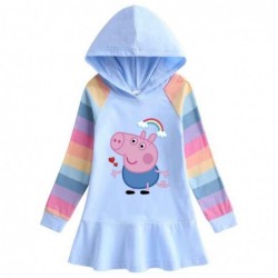 Size is 1.5T-2T(90cm) Spring dress Peppa Pig George rainbow Long Sleeve Hoodie dress For girls