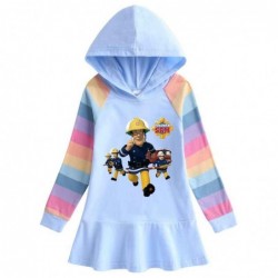 Size is 1.5T-2T(90cm) Fireman Sam rainbow Long Sleeve Hoodie dress For girls Spring dress
