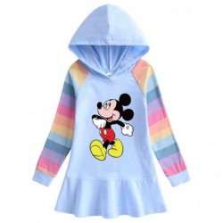 Size is 1.5T-2T(90cm) Mickey Mouse rainbow Long Sleeve Hoodie dress For girls Spring dress