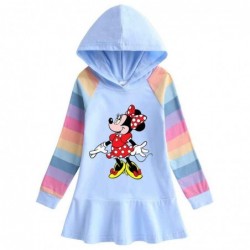 Size is 1.5T-2T(90cm) Minnie Mouse rainbow Long Sleeve Hoodie dress For girls Spring dress