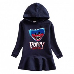 Size is 1.5T-2T(90cm) blue Poppy Playtime rainbow Long Sleeve Hoodie dress For girls Spring dress