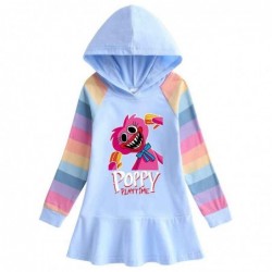 Size is 1.5T-2T(90cm) girls Poppy Playtime rainbow Long Sleeve Hoodie dress For girls Spring dress rose red