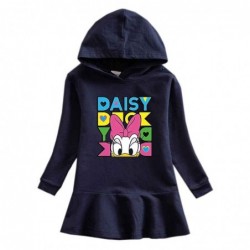 Size is 1.5T-2T(90cm) Donald Duck rainbow Long Sleeve Hoodie dress For girls Spring dress