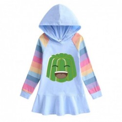 Size is 1.5T-2T(90cm) jelly green rainbow Long Sleeve Hoodie dress For girls Spring dress