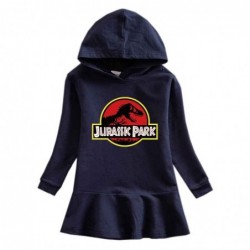 Size is 1.5T-2T(90cm) Jurassic Park rainbow Long Sleeve Hoodie dress For girls Spring dress