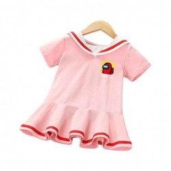 Size is 1.5T-2T(90cm) For girls Among us Short Sleeve dress pink Sailor collar summer dress