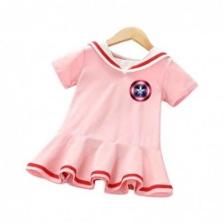 Size is 1.5T-2T(90cm) For girls Captain America Short Sleeve dress pink Sailor collar summer dress