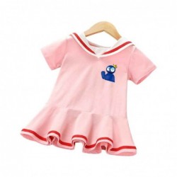 Size is 1.5T-2T(90cm) Roblox rainbow friends Short Sleeve dress For girls pink Sailor collar summer dress