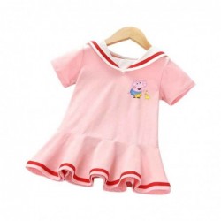 Size is 1.5T-2T(90cm) George from Peppa Pig Short Sleeve dress For girls pink Sailor collar summer dress