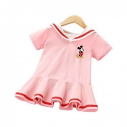 Size is 1.5T-2T(90cm) Mickey Mouse Short Sleeve dress For girls green Sailor collar summer dress