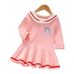 Size is 1.5T-2T(90cm) Girls' Kulomi Long Sleeve Sailor dress pink Sailor collar dress For girls