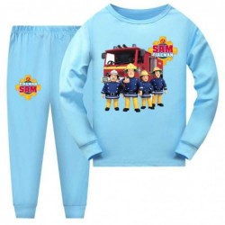 Size is 4T-5T(110cm) boys blue Fireman Sam Long Sleeve 2 Pieces Pajamas For kids Costumes