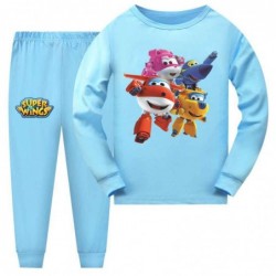 Size is 4T-5T(110cm) boys Super Wings Long Sleeve 2 Pieces Pajamas For kids Costumes