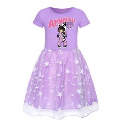 Size is 2T-3T(110cm) APHMAU tulle mesh short sleeve summer dress Round Collar For girls
