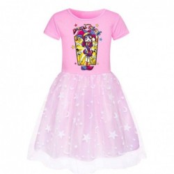 Size is 2T-3T(110cm) The Amazing Digital Circus Pomni Rainbow tulle mesh dress Round Collar For girls