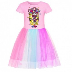 Size is 2T-3T(110cm) For girls The Amazing Digital Circus Pomni Rainbow tulle mesh Short Sleeve dress