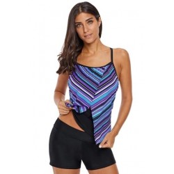 Size is S Sleeveless Strappy Color Block Striped Swimsuit Top