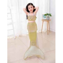 Size is 100-110cm mermaid tail swimsuit for kids can be fitted with flippers girls show dress
