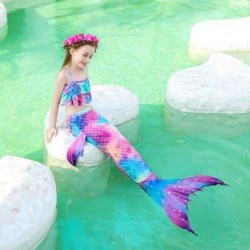 Size is 3T-4T(110cm) mermaid swim tail kids mermaid bathing suit for girl