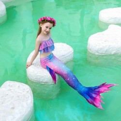 Size is 3T-4T(110cm) little mermaid swimsuit toddler hot pink mermaid dress