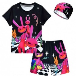 Size is 4T-5T(110cm) The Amazing Digital Circus Jax Short Sleeves swimsuit for girls with shorts