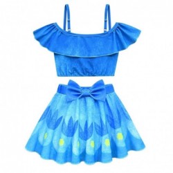 Size is 4T-5T(110cm) blue Trolls3swimsuit for girls 2 piece Ruffle Ruffle Off Shoulder 2 Pieces swimsuit