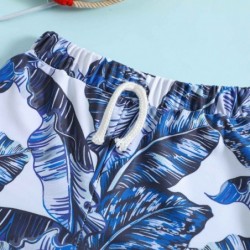 Size is 6M-12M blue Large leaf Print Swim Short Trunks For boys 2 years old