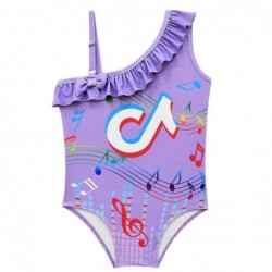 Size is 2T-3T(100cm) Kids' swimsuit TikTok girls' swimsuit one-piece with sloping shoulder halter