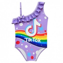 Size is 2T-3T(100cm) TikTok Girls' swimwear one-piece with sloping shoulders and suspenders