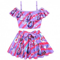 Size is 2T-3T(100cm) tiktok clothes trends swimsuit two-piece set with halter one-shoulder skirt