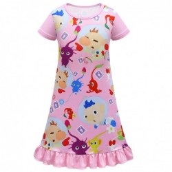 Size is 2T-3T(110cm) little girls flounce Short Sleeves Pikmin nightgowns 1 Piece summer dress
