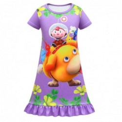 Size is 2T-3T(110cm) flounce Short Sleeves Pikmin purple nightgowns for little girls size 7-8