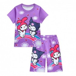 Size is 2T-3T(100cm) Short Sleeve 2 piece Kuromi summer Pajamas For Toddler Girls size 6-8