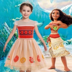 Size is 5T-6T(110cm) Moana Costumes Flutter Sleeve summer Dress For Girls 7 years old