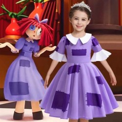 Size is 5T-6T(110cm) The Amazing Digital Circus Ragatha Costumes Short sleeve summer Dress For Girls
