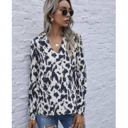 Size is S Women Long Sleeve V Neck Animal Cows Print Blouse Tops