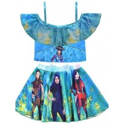 Size is (4Y-5Y)/S Girl Ruffle Off The Shoulder Descendants 3 Two Piece Swimsuit