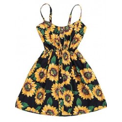 Size is S Sunflower Women Slip Elastic Band Button Down Mini Dress Yellow
