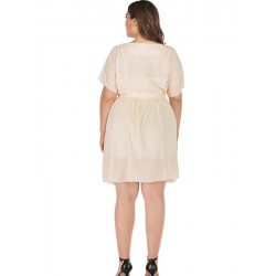 Size is 1XL Plus Size Casual Button Down Tie Waist Summer Dresses