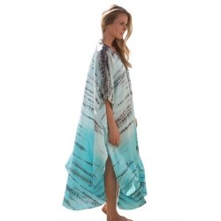 Size is Adult-OneSize Beach Cover Up DressTie Dye Ombre Print Maxi  Blue