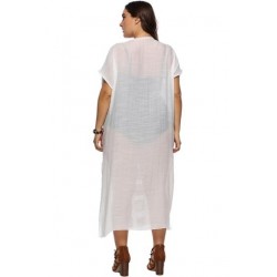 Size is Adult-OneSize Beach Dress Plus Size V Neck Short Sleeve Crochet Split See Through