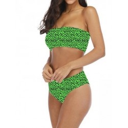 Size is S Oliver Green Sexy Strapless Bandeau Cheetah Print Bikini Set