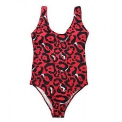 Size is S Sexy Womens Cheetah Backless Tank One Piece Swimsuit Red