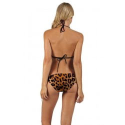 Size is S Chestnut Womens Leopard Printed Top & Side-Tie Bottom Bikini Set