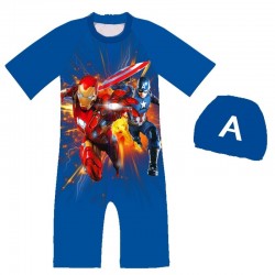 Size is (3T-4T)/XS Iron Man Swimsuit And Spiderman Print One Piece Boys Swimsuit